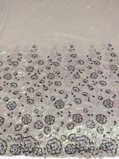 Floral Sequins Embroidered Net Fabric