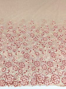 Floral Sequins Embroidered Net Fabric