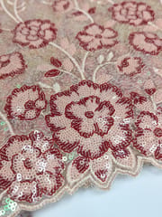 Floral Sequins Embroidered Net Fabric