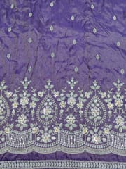 Purple Viscose Tissue Fabric With Sequins and Beads work