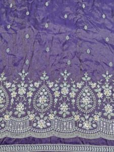 Purple Viscose Tissue Fabric With Sequins and Beads work