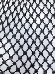 Black Cutwork Lace Fabric With Sequins Work
