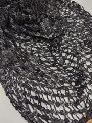 Black Cutwork Lace Fabric With Sequins Work