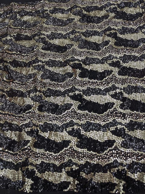 Black Georgette Fabric With All Over Sequins Work