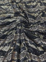 Black Georgette Fabric With All Over Sequins Work