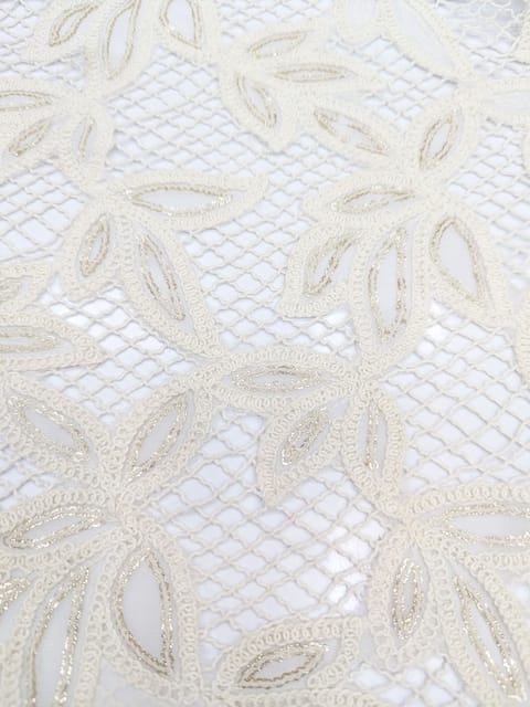 Off-White Dyeable Floral Lace Fabric