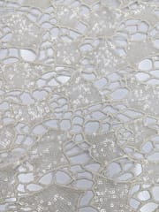Off-White Dyeable Cutwork Lace Fabric With Sequins Work