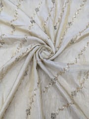 Pale Gold Viscose Shimmer Tissue Fabric With Sequins & Bead Embroidery Work