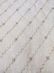 Pale Gold Viscose Shimmer Tissue Fabric With Sequins & Bead Embroidery Work