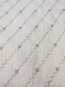 Pale Gold Viscose Shimmer Tissue Fabric With Sequins & Bead Embroidery Work