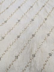 Pale Gold Viscose Shimmer Tissue Fabric With Sequins & Bead Embroidery Work