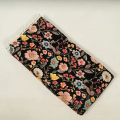Black Multi Colour Floral Rayon Printed Fabric
