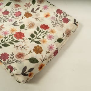 Cream Multi Color Floral Rayon Printed Fabric
