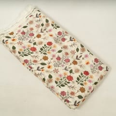 Cream Multi Color Floral Rayon Printed Fabric