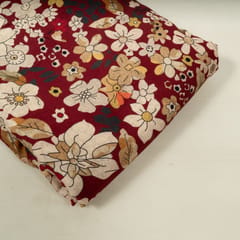 Maroon Multi Color Floral Rayon Printed Fabric