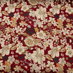 Maroon Multi Color Floral Rayon Printed Fabric