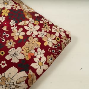 Maroon Multi Color Floral Rayon Printed Fabric