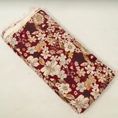 Maroon Multi Color Floral Rayon Printed Fabric