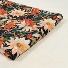 Black Colour Lawn Cotton Digital Printed Fabric (1.60Meter Cut Piece)
