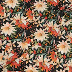 Black Colour Lawn Cotton Digital Printed Fabric (1.60Meter Cut Piece)