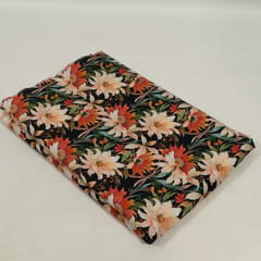 Black Colour Lawn Cotton Digital Printed Fabric (1.60Meter Cut Piece)