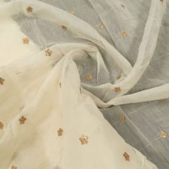 Mal Chanderi Dyeable Fabric with Sequin Embroidered Booti – Subtle Elegance