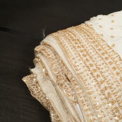 Dyeable Crepe Gold Beeds Embroidered Fabric