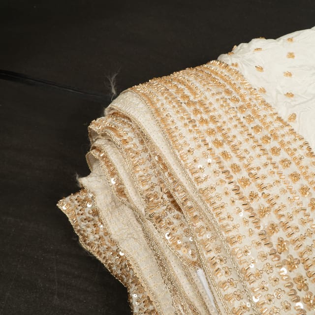 Dyeable Crepe Gold Beeds Embroidered Fabric