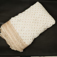 Dyeable Crepe Gold Beeds Embroidered Fabric
