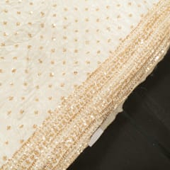 Dyeable Crepe Gold Beeds Embroidered Fabric