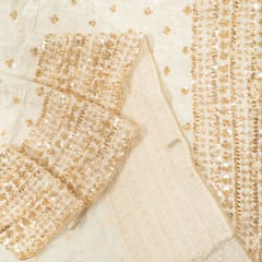 Dyeable Crepe Gold Beeds Embroidered Fabric