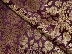 Wine Floral Semi Brocade Fabric