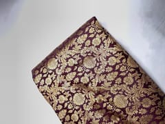 Wine Floral Semi Brocade Fabric