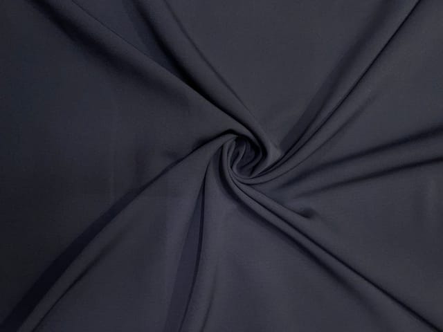 Dark Grey Blue Plain Barbie Crepe Fabric