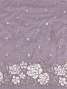 Purple Poly Shimmer Fabric With Sequins and Beads work