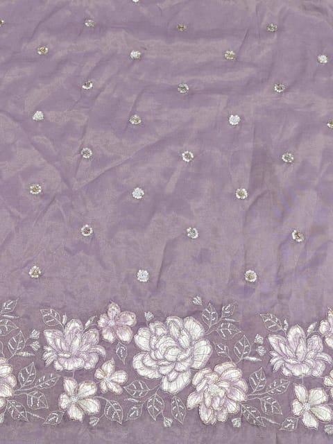 Purple Poly Shimmer Fabric With Sequins and Beads work