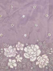 Purple Poly Shimmer Fabric With Sequins and Beads work