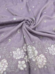 Purple Poly Shimmer Fabric With Sequins and Beads work
