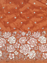 Orange Poly Shimmer Fabric With Sequins and Beads work