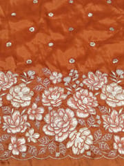 Orange Poly Shimmer Fabric With Sequins and Beads work