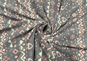 Denim Lycra Grey Light Pink Geometric