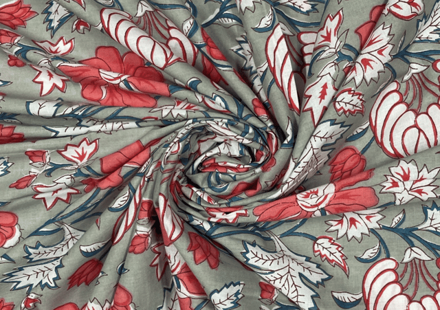 Printed Cotton Cambric Light Grey MultiColour Floral