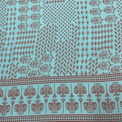 Sea Blue Colour Rayon Printed Fabric
