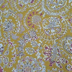Yellow Colour Cotton Cambric Discharge Printed Fabric