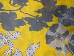 Yellow & Grey Floral Pure Chanderi Fabric