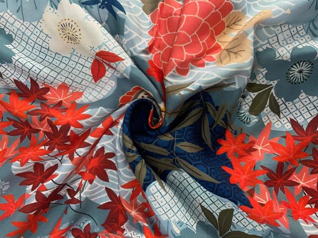 Multicolor Floral Pure Chanderi Print Fabric