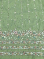 Green Fabric With Multi Colour Embroidery and Beads Work