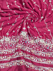 Rani Pink Fabric With Multi Colour Embroidery and Beads Work