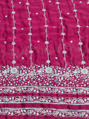 Rani Pink Fabric With Multi Colour Embroidery and Beads Work