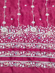 Rani Pink Fabric With Multi Colour Embroidery and Beads Work